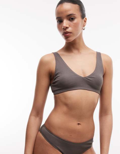 Weekday Mix and Match clean rib plunge bra in dark mole - view 1
