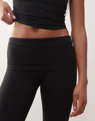 Weekday Mix And Match Double Layer Seamless Stretch Square Neck Top In Black