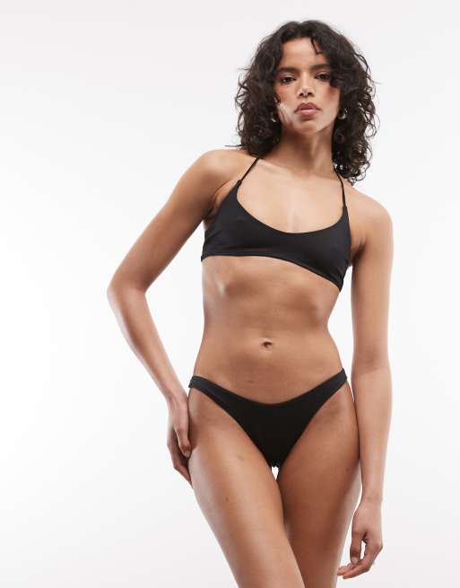 Weekday - Mix and Match - Slip bikini brasiliana neri con dettagli arricciati