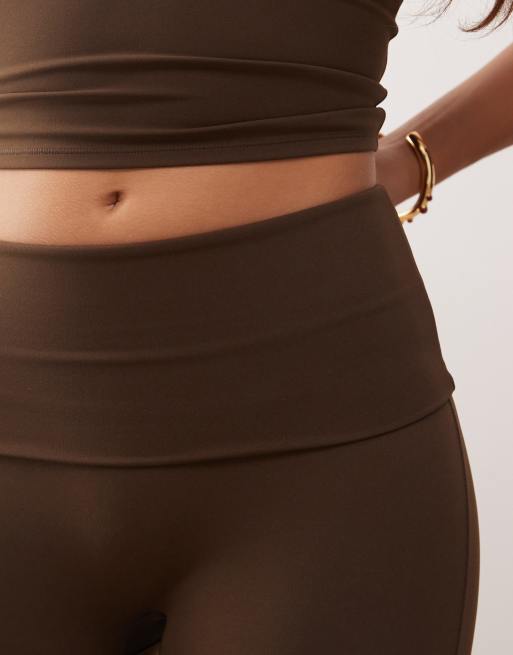 Weekday Mix and Match yoga seamless stretch flared leggings in dark brown, 4 of 5