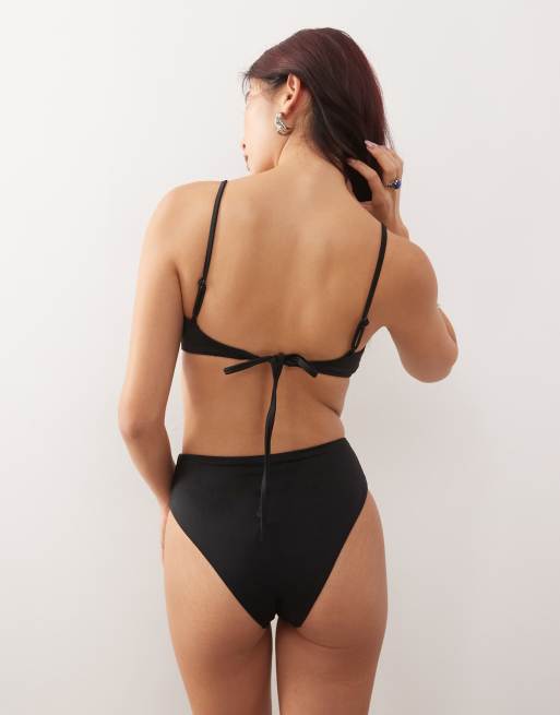 Weekday - Mix en match - Bikinitopje met lage ronde hals in zwart, 4 van 4