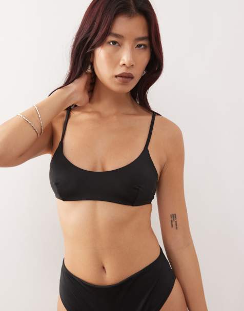 Weekday mix & match scoop neck bikini top in black
