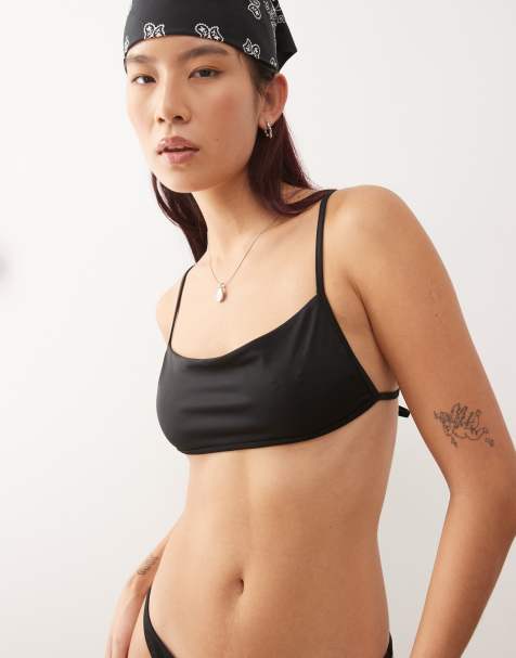 Weekday - Mix & Match - Top bikini squadrato nero minimal con schiena scoperta - view 1