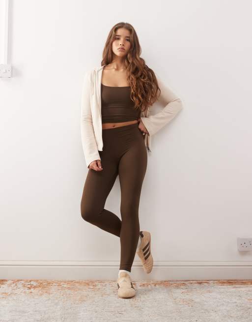 Weekday - Mix og match - Sømløse mørkebrune leggings med stretch