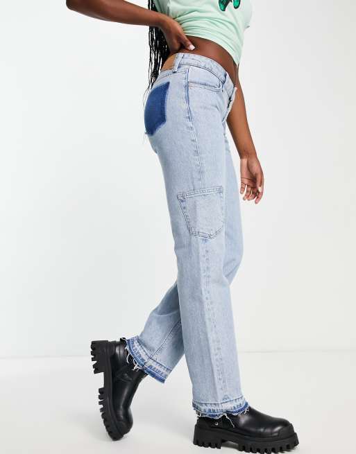 Low Waist Cargo Jeans - Denim blue - Ladies