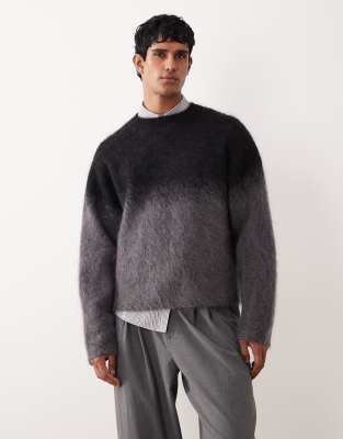 Weekday Mohair Boxy Knit Sweater In Gray