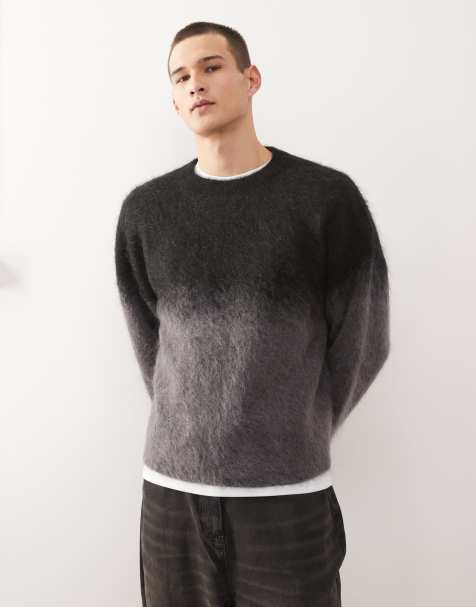 Weekday mohair boxy knitted sweater in faded black and grey - view 1