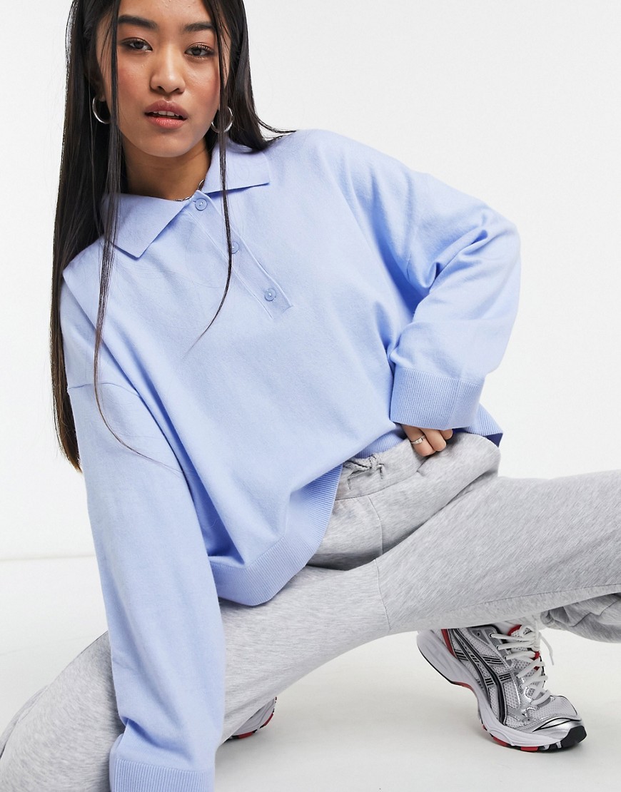 Weekday Monique jumper with collar in light blue