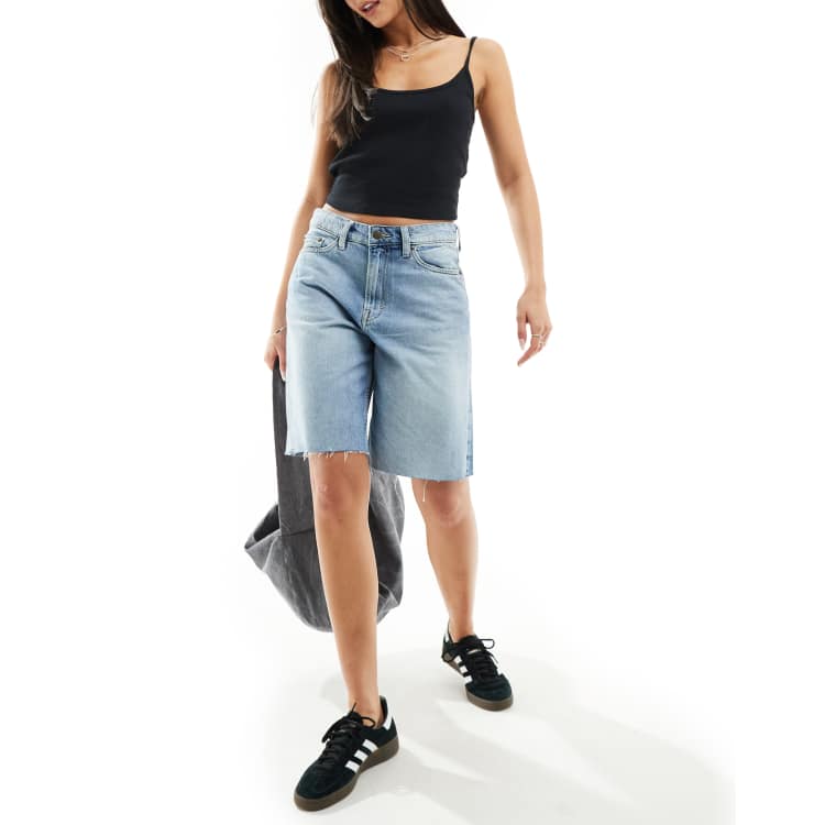 デニム・ジーパン overdue flair : 25SS / LOW RISE DENIM SHORTS (LIGHT BLUE) Headland-Low-Rise-Denim-Shorts