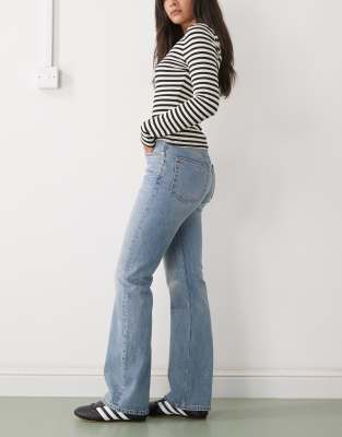 Weekday Moon Mid Rise Bootcut Flare Jeans In Blue