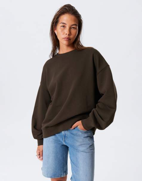 Weekday – Mörkbrun, slouchy sweatshirt i oversized fit - view 1