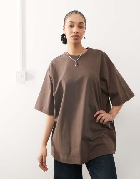 Weekday – Mörkbrun t-shirt i oversize - view 1