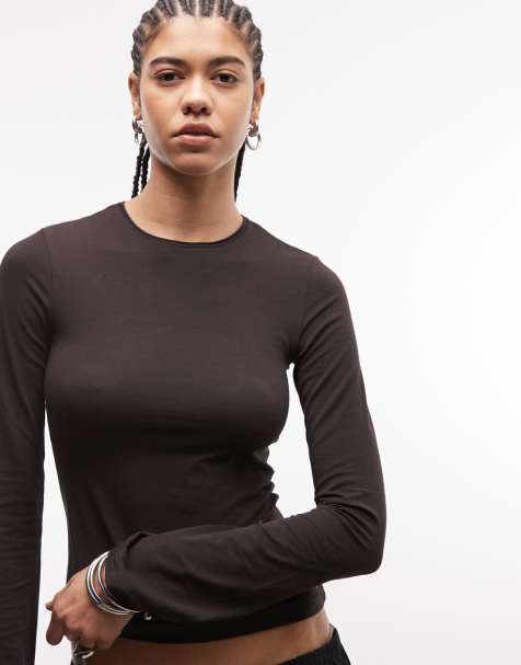 Weekday – Mörkbrun topp med utsvängda, långa ärmar - view 1