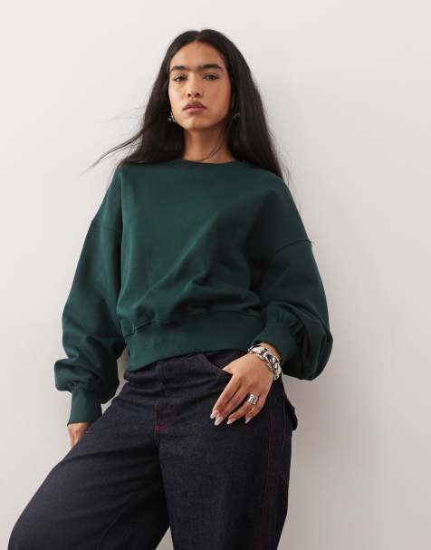 Weekday – Mörkgrön sweatshirt i standard passform - view 1