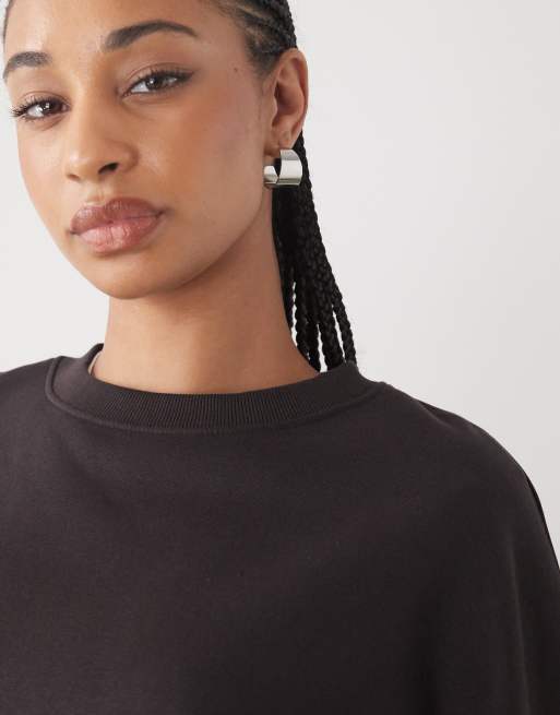Weekday - Mørkebrun sweatshirt i standard fit, 4 af 4