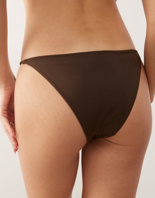 Weekday - Mørkebrune bikinitrusser i tangastil, 4 af 4