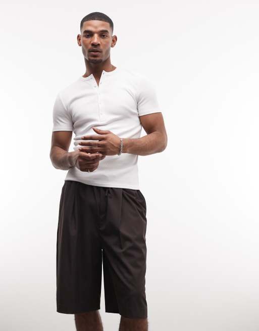 Weekday - Mørkebrune melerede habitshorts med oversized pasform, 2 af 5