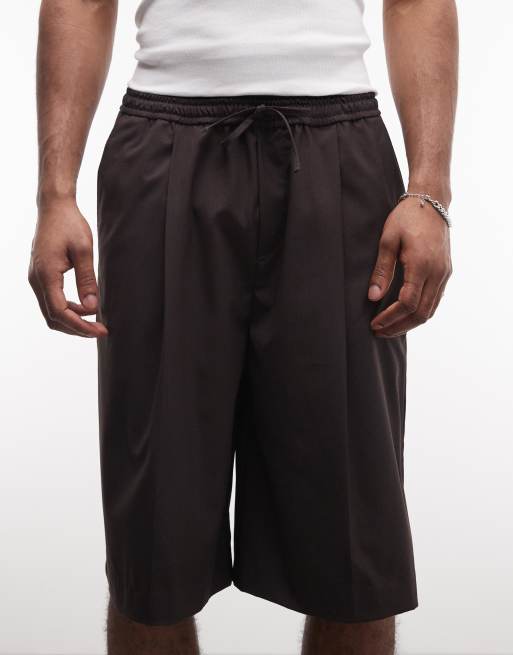 Weekday - Mørkebrune melerede habitshorts med oversized pasform, 3 af 5