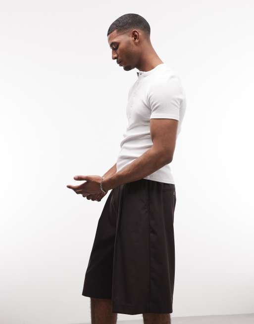Weekday - Mørkebrune melerede habitshorts med oversized pasform, 4 af 5