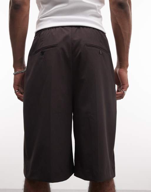 Weekday - Mørkebrune melerede habitshorts med oversized pasform, 5 af 5