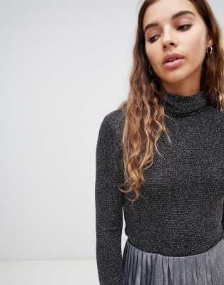 black glitter polo neck