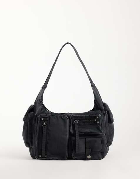 Weekday multi pocket shoulder bag in washed black - view 1