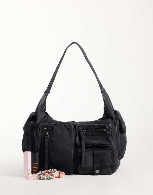 Weekday multi pocket shoulder bag in washed black, 2 of 4