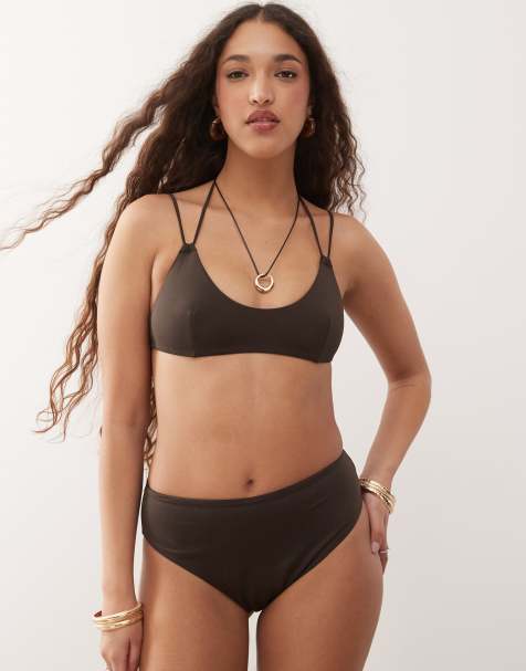 Weekday multi strap bikini in dark brown - view 1