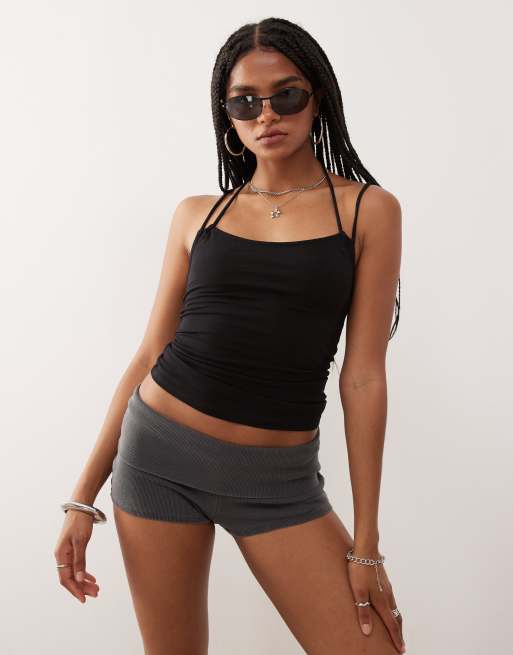 Weekday multi strap halter neck tank top in black | ASOS