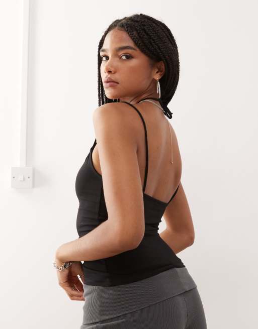 Weekday multi strap halter neck tank top in black | ASOS