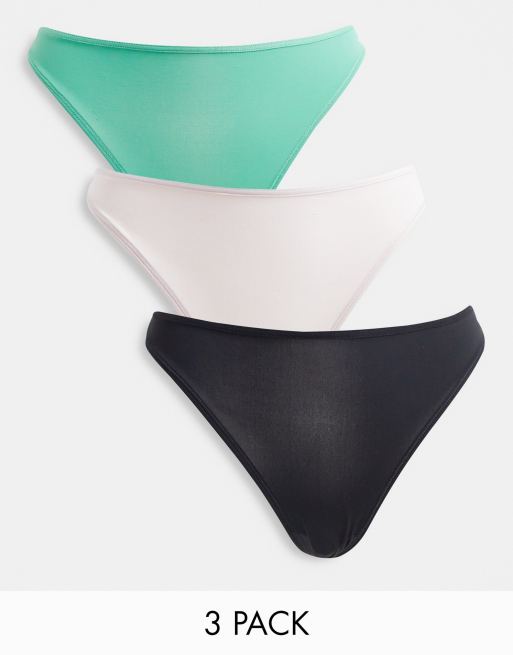 Weekday – Nana – 3er-Pack Tangas aus Polyamid in Schwarz, Rosa und Grün - MULTI