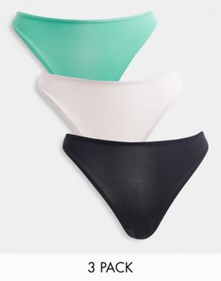 Weekday Nana polyamide 3 pack thong in black, pink and green - MULTI - ASOS Price Checker