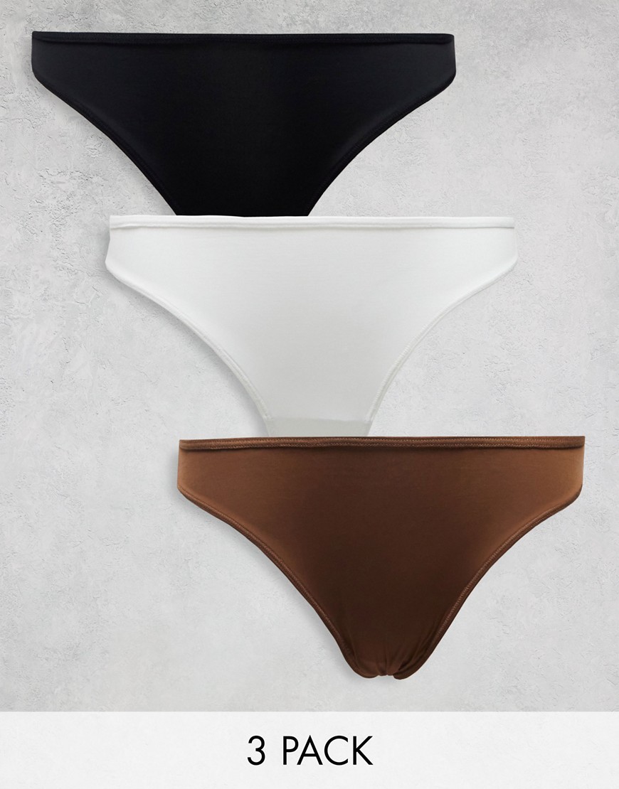 Weekday Nana Thong 3 Pack In Brown, White And Black-multi