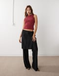[Weekday] Weekday Naomi Mix & Match low waist burnout semi sheer pants in black L Black