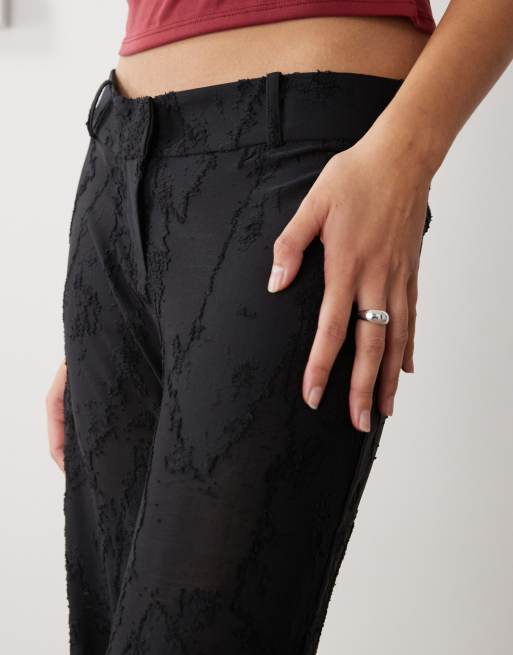 Weekday Naomi mix & match low waist burnout semi sheer trousers in black, 5 of 5