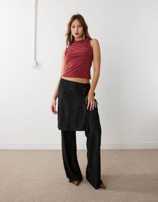 Weekday - Naomi - Tief sitzende, leicht durchscheinende Mix-and-Match-Hose in Schwarz mit Ausbrennermuster