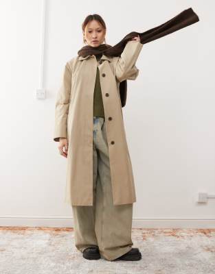 Weekday - Nara - Car-Coat in Beige mit Oversize-Schnitt-Neutral