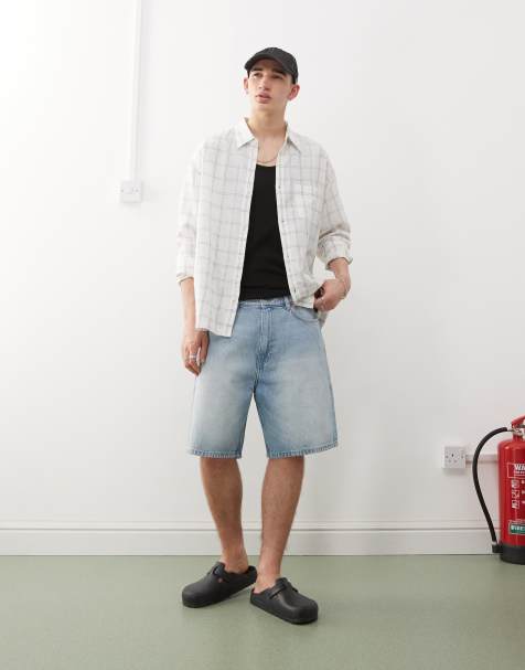 Weekday – Naturvit, rutig skjorta i linnemix och oversize med långa ärmar - view 1