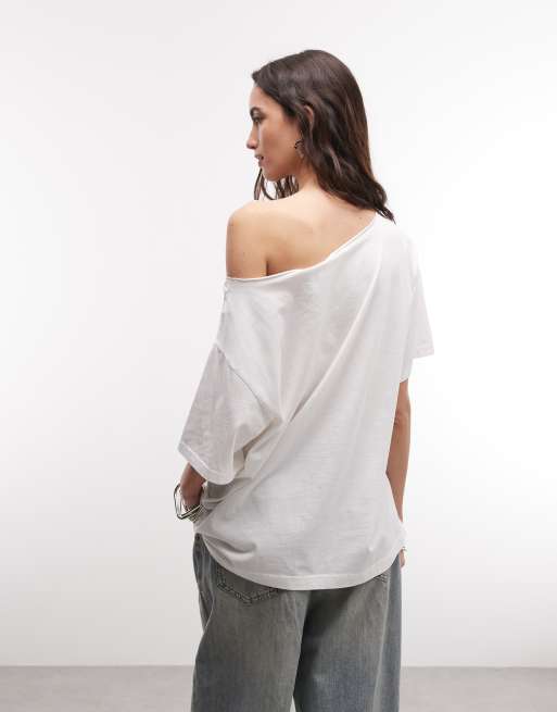 Weekday – Naturvit, slouchy t-shirt i oversized fit med sänkt axelsöm, 4 av 4