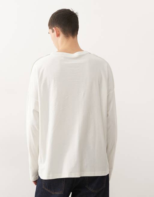 Weekday – Naturvit topp i oversized fit med långa ärmar och tryck, 3 av 5