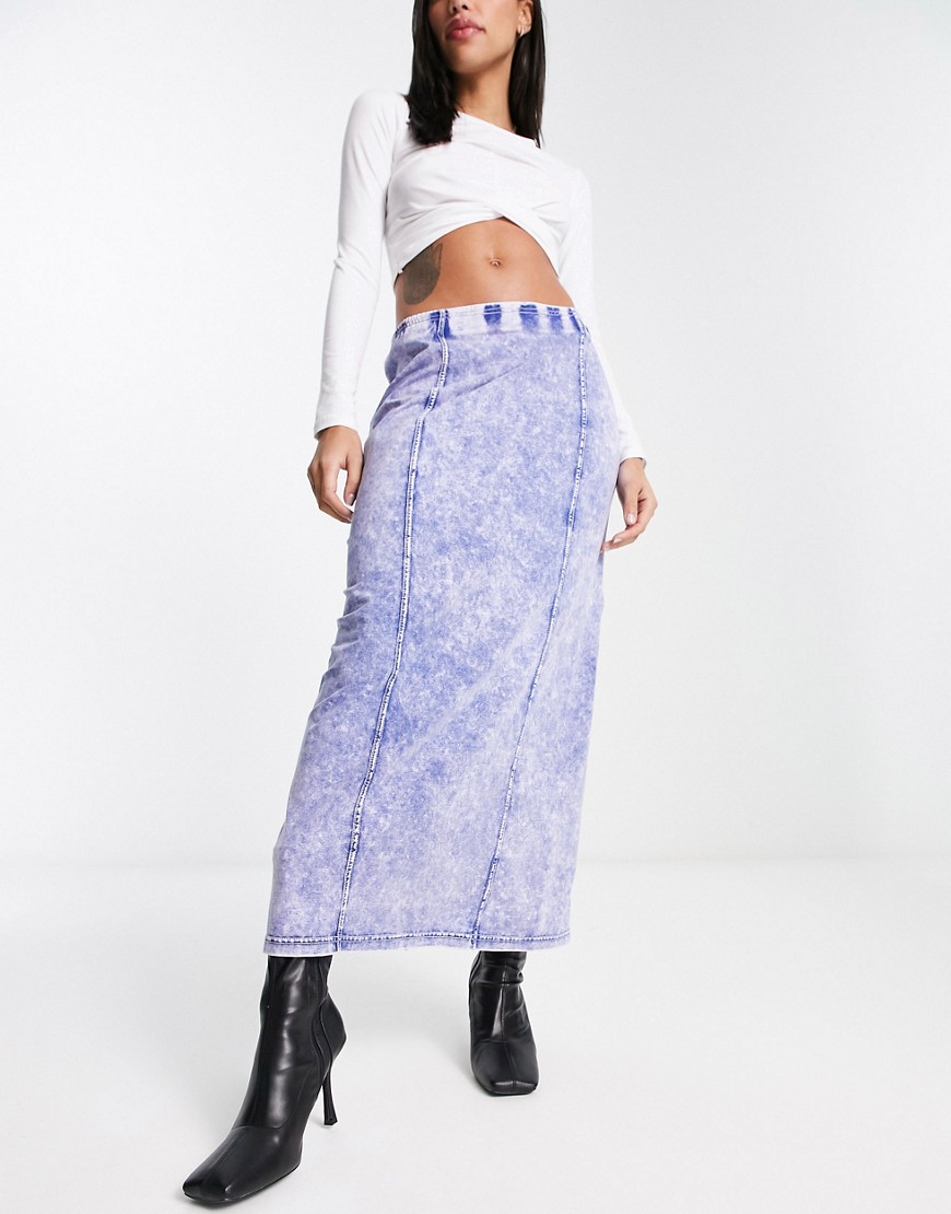 Weekday Need pencil midi skirt in denim wash - part of a set-Blue