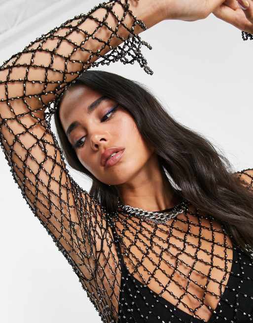 Rhinestone Fishnet Dress