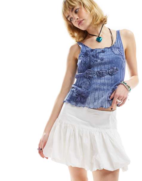 Weekday Netty volume mini skirt in white - view 1