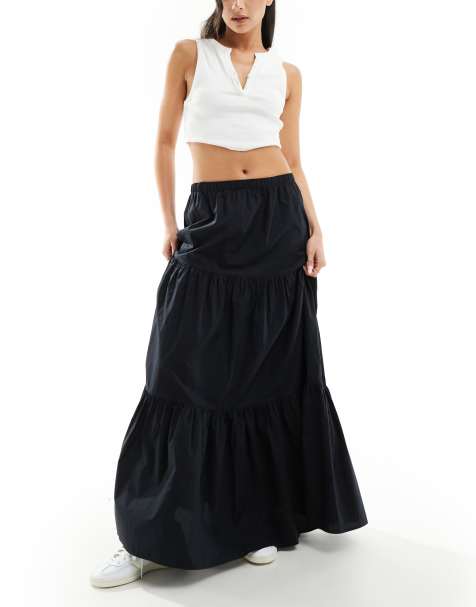 Weekday – Nico – Warstwowa czarna spódnica maxi - view 1