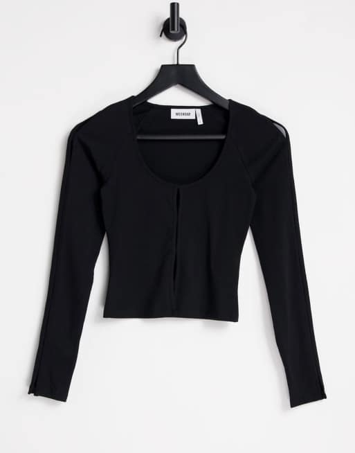 Weekday - Nicolina - Top à manches longues et coutures fendues - Noir