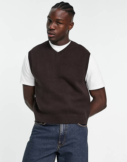 Weekday noa sweater vest in brown | ASOS