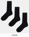 [Weekday] Weekday noah 3 pack socks in black 40-42 M BLACK