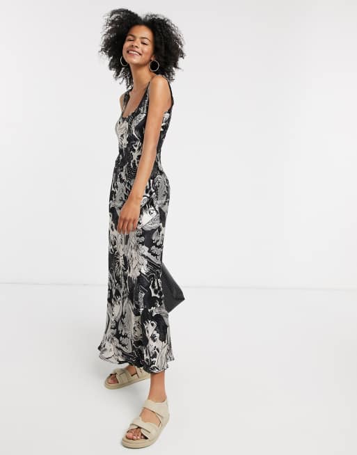 Weekday - Noemi - Vestito midi in raso con stampa di manga multi