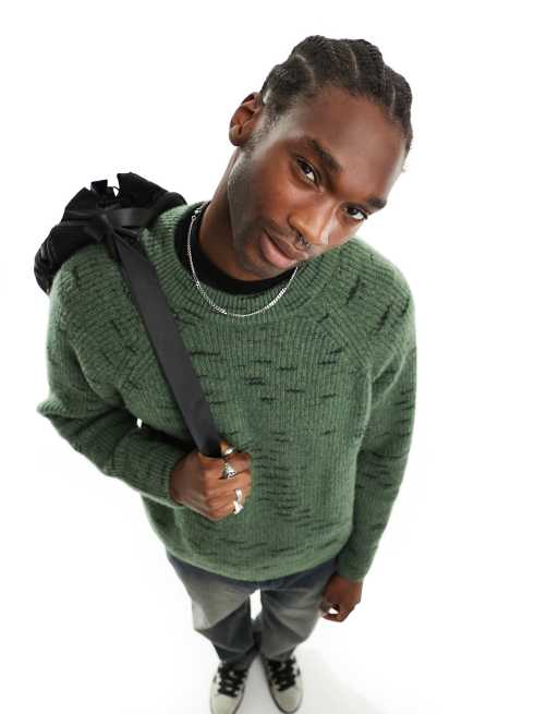 Weekday – Norman – Lockerer Space-Dye-Pullover in Khaki