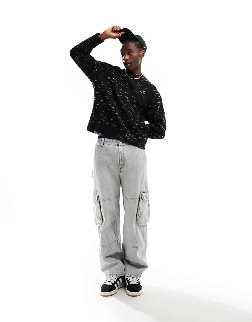 Weekday Norman relaxed space dye jumper in black